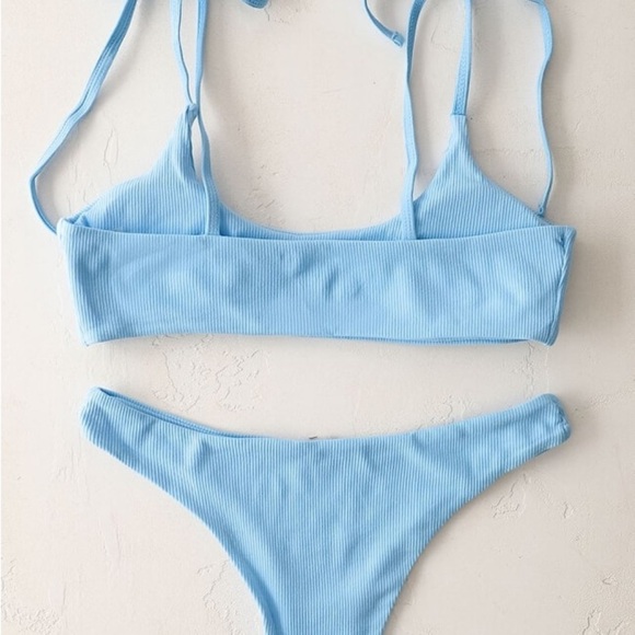 NWOT Light Blue Ribbed Bikini Set - Picture 8 of 9